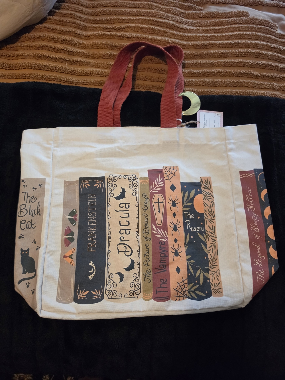NWT Cupcakes and Cashmere Gothic Horror Books Canvas Tote Bag Halloween
